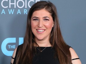 Actress Mayim Bialik poses with the trophy for Best Supporting Actress in a Comedy Series during 23rd annual Critics' Choice Awards at the Barker Hangar on Jan. 11, 2018, in Santa Monica, Calif.