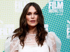 Keira Knightley poses as she attends the European premiere of "Official Secrets" at the BFI London Film Festival 2019, in London, England, Oct. 10, 2019.