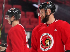 Derek Stepan practices with the Ottawa Senators.