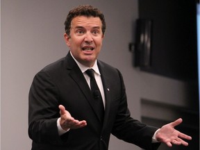 Rick Mercer speaks in Fort McMurray, Alta., in September 2019.