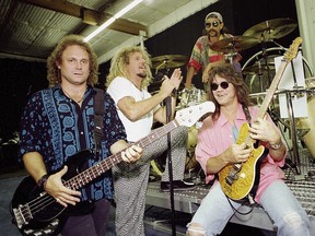 Members of Van Halen, from left, left, Michael Anthony, Sammy Hagar, Alex Van Halen and Eddie Van Halen appear in Los Angeles on Jan. 17, 1993.