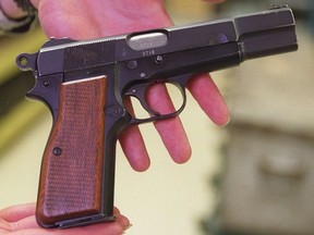 The Second World War-era Browning Hi-Power pistols used by the Canadian military .