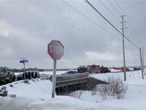 Three people injured, at least one critically, in crash at Mitch Owens and Ramsayville roads Thursday morning, Feb. 25.