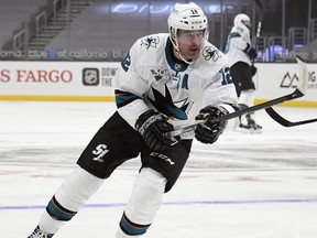 Patrick Marleau of the San Jose Sharks skates against the Los Angeles Kings on Tuesday night.