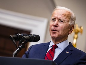 U.S. President Joe Biden addresses the nation about the new coronavirus relief package from the Rosevelt Room of The White House on Feb. 27, 2021 in Washington, D.C.