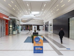 White Oaks Mall in London, Ont., is nearly a ghost town as one of the city's biggest retail centres sits empty as most stores are closed due to COVID-19, Jan. 28, 2021.
