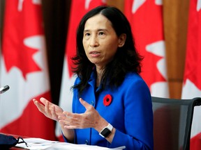 Canada's Chief Public Health Officer Dr. Theresa Tam speaks at a news conference held to discuss the country's COVID-19 response in Ottawa, Nov. 6, 2020.