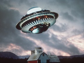 A depiction of a UFO.