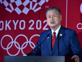 In this file photo taken on July 24, 2019, the president of the Tokyo 2020 Olympic Games organizing committee, Yoshiro Mori, delivering a speech in Tokyo.