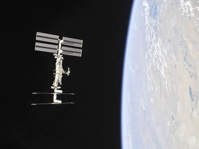 This NASA photo obtained November 4, 2018 shows the International Space Station photographed by Expedition 56 crew members from a Soyuz spacecraft after undocking.