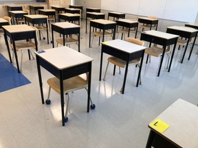 An empty classroom at an Ottawa-Carleton District School Board school.
