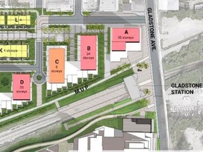 A demonstration concept plan for Ottawa Community Housing's development at Corso Italia Station at Gladstone Avenue illustrates the potential scope of the new residential community.
