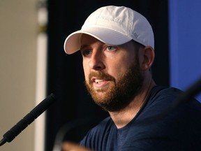 Winnipeg Blue Bombers quarterback Matt Nichols answers a question during a media availability at IG Field in Winnipeg on Mon., June 17, 2019. The Bombers have a bye this week. Kevin King/Winnipeg Sun/Postmedia Network