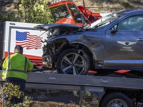 Tiger Woods was driving this vehicle before he was seriously injured in a rollover accident on Feb. 23 in Rolling Hills Estates, Calif.