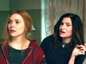 Elizabeth Olsen and Kathryn Hahn in a scene from WandaVision.