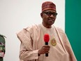 Nigerian President Muhammadu Buhari speaks after security forces rescued schoolboys from kidnappers, in Katsina, Nigeria, December 18, 2020.