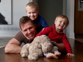 Marc Methot plays with kids Jack and Ivy at their home in Manotick.