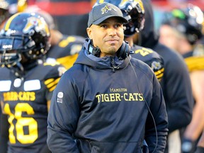 Hamilton Tiger-Cats head coach Orlondo Steinauer during the 107th Grey Cup CFL championship football game in Calgary on Sunday, November 24, 2019.