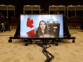 Katie Telford, Chief of Staff to Canada's Prime Minister Justin Trudeau testifies via video conference during a House of Commons Standing Committee on Finance July 30, 2020.