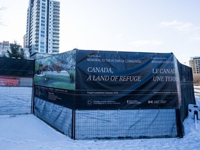 Construction site of the Memorial to the Victims of Communism on Wellington Street in Ottawa. December 20, 2019.