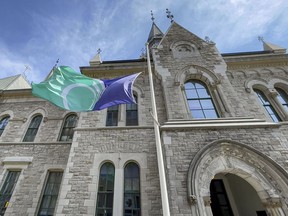 The city flag flies at half staff on City Hall in honour of Prince Philip, the Duke of Edinburgh and husband of Queen Elizabeth, who died today at 99. Errol McGihon/Postmedia