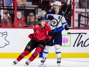 Defenceman Jacob Bernard-Docker made his NHL debut with the Senators against the Jets on April 14.