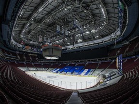 Rogers Arena sits empty as the Vancouver Canucks stay sidelined because of a COVID-19 outbreak. USA TODAY