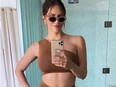 Katharine McPhee is loving her curves five weeks after giving birth to her son.