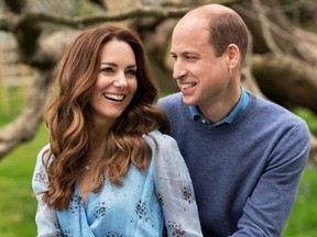 Prince William and Catherine, Duchess of Cambridge, pose at Kensington Palace to mark their 10th wedding anniversary.