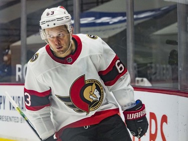 Ottawa Senators forward Evgenii Dadonov (63) celebrates his goal against the Vancouver Canucks in the third period at Rogers Arena. Canucks won 4-2.