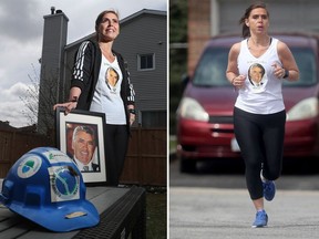 Diana Devine has been running marathons annually in tribute to her father, Ulderico (Rico) Iannucci, who was killed in a workplace accident on Parliament Hill in 2005. She is raising money and awareness for a group that helps families of workers injured or killed on the job.