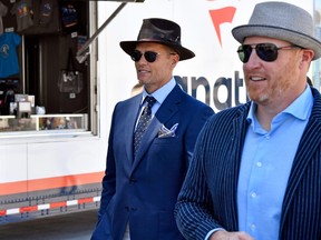 Tampa Bay Buccaneers quarterback Tom Brady arrives during the 147th running of the Kentucky Derby at Churchill Downs.