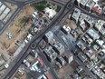 A satellite view shows multi-story building destroyed by airstrikes in Gaza City, May 12, 2021.