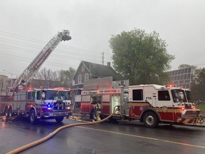 OTTAWA - May 5, 2021 - Ottawa Fire Services were on scene battling a fire in a home at the intersection of Gladstone and Lyon. Firefighters used a ladder to rescue one person from a second story window. Gladstone and Lyon were both closed in the area of the incident. Ottawa Fire Services