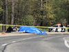 Two people were killed in a fiery single-vehicle crash near Burnhamthorpe Rd. and Promontory Cr. in Mississauga on Saturday, May 8, 2021.