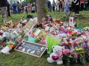 A memorial was created at a corner in London, Ont., for the four members of a Muslim family killed there.