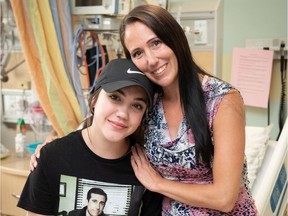 OTTAWA - June 24, 2021 - Sacha Cardinal, 17, with her mother,  Sylvie Gelinas. Gelinas praised the work of CHEO nurses and doctors, who worked tirelessly for four months to understand why Cardinal was having an allergic reaction to insulin, and finding a way to solve the problem.