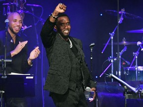 Sean "Diddy" Combs accepts the President's Merit Award onstage during the Pre-Grammy Gala on Jan. 25, 2020 in Beverly Hills, Calif.