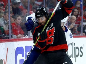 The status of Vincent Trocheck of the Carolina Hurricanes is in question entering Game 3 of their second-round playoff series against the Tampa Bay Lightning.