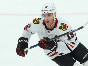 Chicago Blackhawks captain Jonathan Toews is back on skates and looking forward to playing again next season after sitting out this one with an illness that turned out to be not as serious as some had feared.