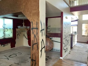This house up for sale in Colorado Springs, Colo., features graffiti all over the place.