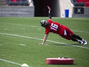 The Ottawa Redblacks returned to the field on Sunday, July 11, 2021, for the club's first practice of this year's training camp. Quarterback Matt Nichols during training camp Sunday.