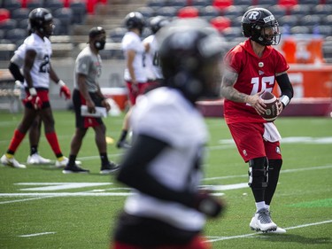 The Ottawa Redblacks returned to the field on Sunday, July 11, 2021, for the club's first practice of this year's training camp. Quarterback Matt Nichols during training camp Sunday.