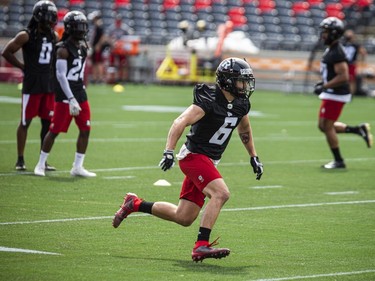 The Ottawa Redblacks returned to the field on Sunday, July 11, 2021, for the club's first practice of this year's training camp. Antoine Pruneau, defensive back, during training camp Sunday.
