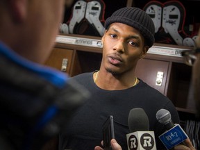 Quarterback Dominique Davis chats with reporters, Nov. 3, 2019.