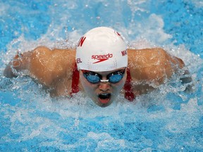 Margaret Macneil of Team Canada competes in Women's 4 x 100m Medley Relay Final on day nine of the Tokyo 2020 Olympic Games at Tokyo Aquatics Centre on August 01, 2021 in Tokyo, Japan.