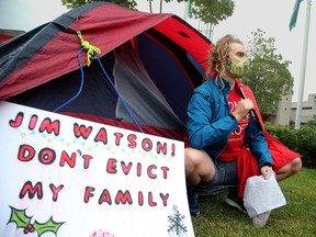 About a dozen ACORN members gathered at Ottawa City Hall Wednesday, setting up tents to show where some of their members would end up living if city council doesn't enact an anti-displacement policy.