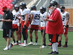Offensive line coach Bob Wylie at practice.