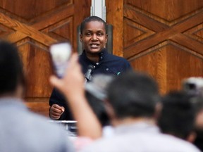 Green Party leader Annamie Paul attends a vigil organized after four members of a Muslim family were killed in what police describe as a hate-motivated attack at a mosque in London, Ontario June 8, 2021