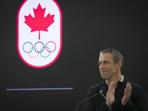 David Shoemaker, chief executive officer of the Canadian Olympic Committee, speaks during the Olympic Partnership kick off event at the Sobey's office in Mississauga, on Monday, October 7, 2019.